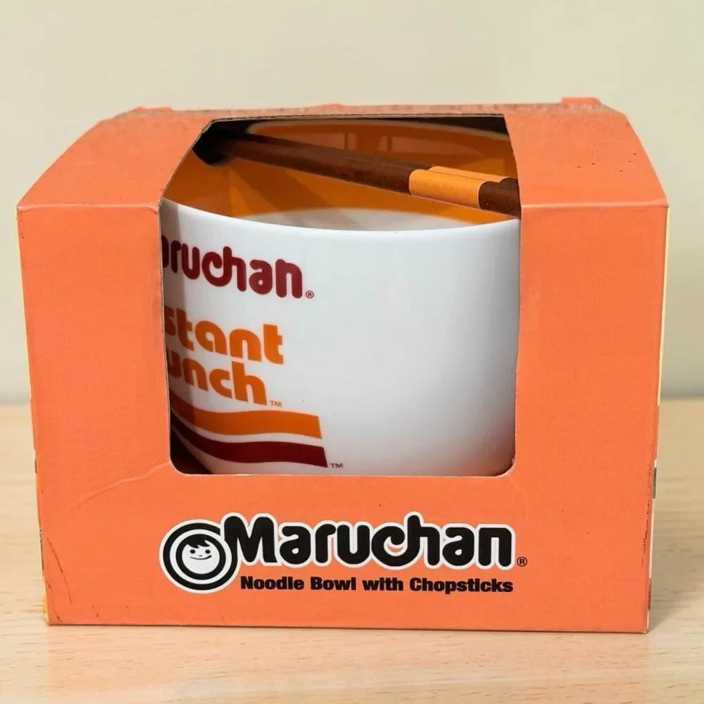 NWT Maruchan Ramen Microwave Dishwasher Safe Ceramic Bowl w/ Reusable Chopsticks